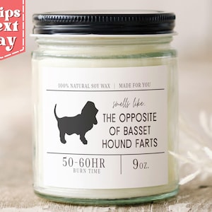 Basset Hound Farts Gift - Funny Basset Hound Dog Mom, Dad Gift - Gift for Basset Hound Owner - Soy Wax Scented Candle C-237