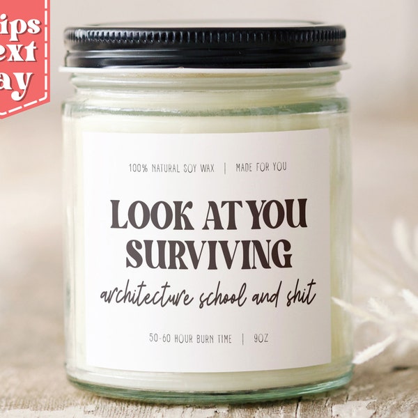 Surviving Architecture School - Future Architect Funny Gift - Architecture Graduation Gift for Son from Mom - Soy Wax Candle SC-178