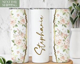 Name Floral Tumbler, Name Cup Personalized, Name Tumbler Cup, Personalized Tumbler With Lid and Straw, Cup With Name T-103