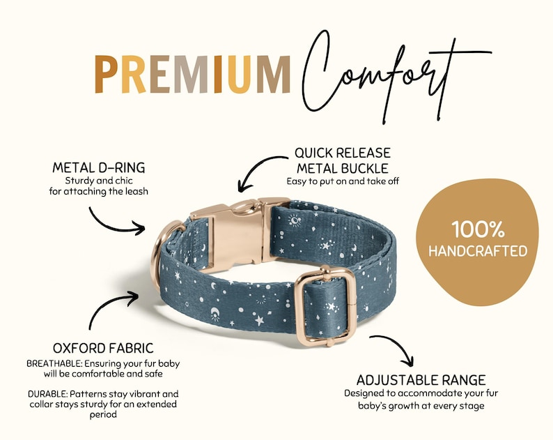 Personalized Dog Collar with Name, Custom Engraved Dog Collar, Adjustable, Durable, Stylish Constellation Design, Pet ID Collar(SD-002) image 4