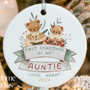First Christmas as Alexander&#39;s Auntie Ornament - Personalized First Christmas as My Auntie - Baby’s 1st Christmas 2024 - Keepsake XM-420