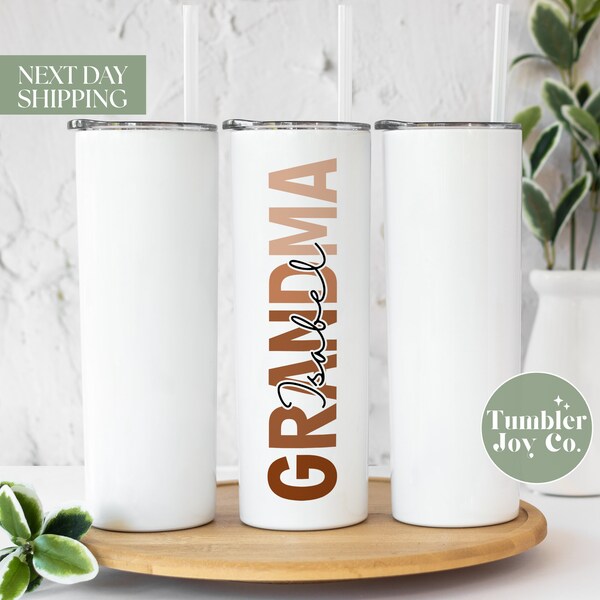 Custom Name Earth Tone Grandma Tumbler for Mother's Day - Gift for Best Grandma - Grandma Travel To Go Cup - Grandma Tumbler T-368