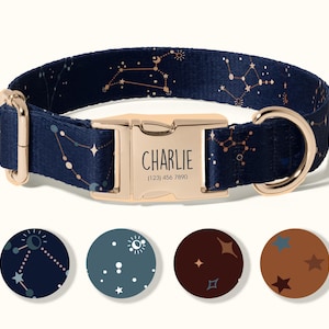 Personalized Dog Collar with Name, Custom Engraved Dog Collar, Adjustable, Durable, Stylish Constellation Design, Pet ID Collar(SD-002) image 1
