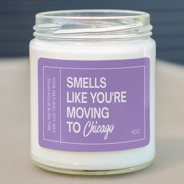 Smells like You're Moving To Chicago Soy Wax Candle, Moving To Chicago Gift, Chicago Housewarming Gift, Chicago Candle SC-723