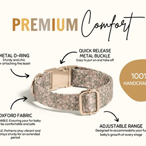 Personalized Dog Collar, Custom Engraved Dog Collar, Adjustable Floral Design, Durable and Stylish, Name and Phone Number Included.(SD-007) image 4