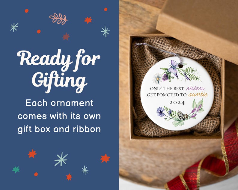 Best Sisters Get Promoted to Auntie Pregnancy Announcement Ornament