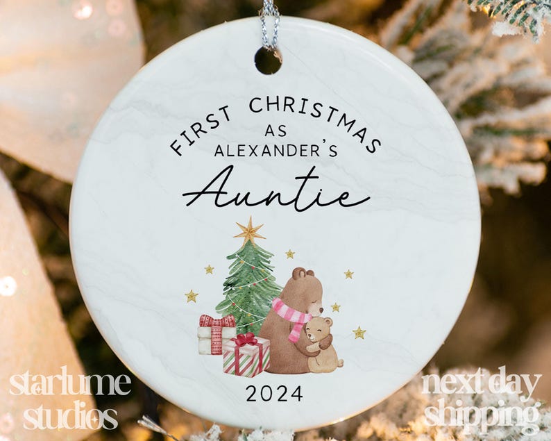 First Christmas as Alexander's Auntie Ornament - Personalized First ...