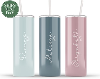 Personalized Nurse Boho Tumbler - Cute RN Nurse Tumbler - Nurse Graduation Gift - CNA Coworker Appreciation Gift T-471