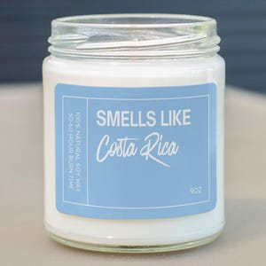 Costa Rica Soy Wax Candle, Moving To Costa Rica Gift, Costa Rica Decoration, Costa Rica Souvenir, Eco Friendly 9oz. Candle C-704