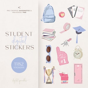 Digital Stickers | 1182 Goodnotes Stickers | Student Digital Stickers | School Goodnotes Stickers | Pre-Cropped Goodnotes Digital Stickers