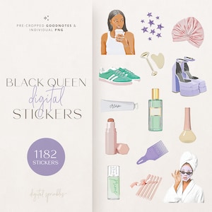 Digital Stickers | 1182 Goodnotes Stickers | Black Girl Digital Stickers | Goodnotes Stickers | Pre-Cropped Goodnotes Digital Stickers