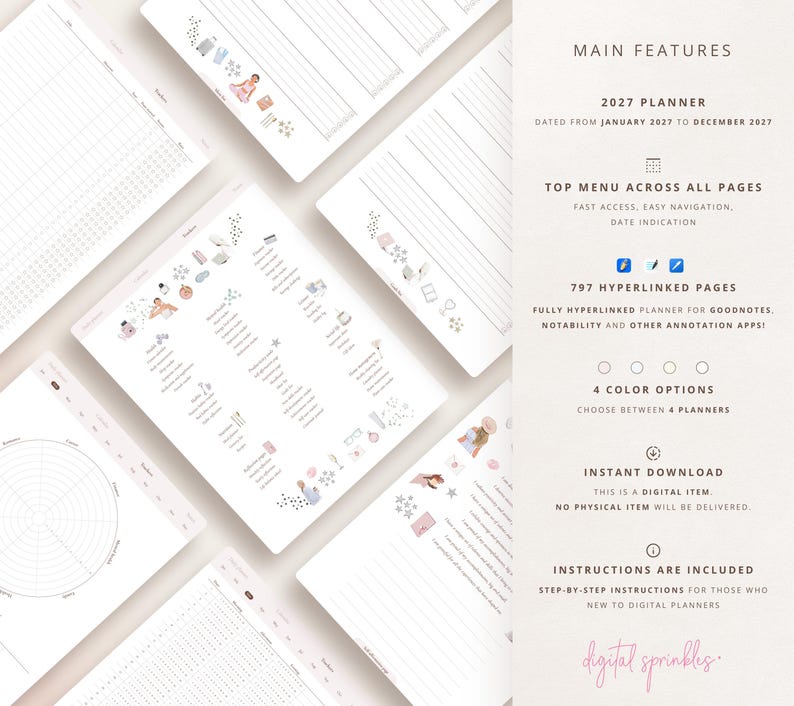 Digital Planner, 2027 Clean Girl Digital Planner, 2027 Dated Planner, Goodnotes Planner, iPad Planner, Ultimate Life Planner, 2027 Calendar image 9