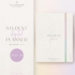 Planejador de estudantes com TDAH, planejador digital, planejador acadêmico 2025-2026, planejador de iPad, planejador Goodnotes, planejador de faculdade, planejador escolar de TDAH
