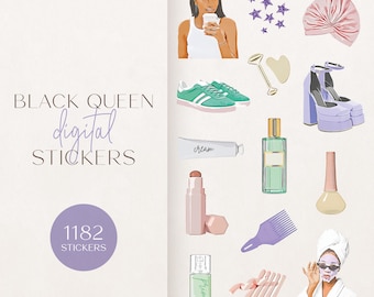 Digital Stickers | 1182 Goodnotes Stickers | Black Girl Digital Stickers | Goodnotes Stickers | Pre-Cropped Goodnotes Digital Stickers