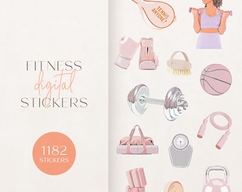 Digitale Aufkleber | 1182 Goodnotes-Aufkleber | Fitness Digitale Aufkleber | Workout Goodnotes Aufkleber | Vorgeschnittene Goodnotes Digital Stickers