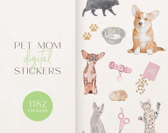 Digital Stickers | 1182 Goodnotes Stickers | Pets Digital Stickers | Dogs & Cats Goodnotes Stickers | Pre-Cropped Goodnotes Digital Stickers