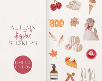 Autumn Digital Stickers | Fall Season Goodnotes Stickers | Halloween Digital Stickers | Pre-Cropped Goodnotes Stickers | Limited Edition