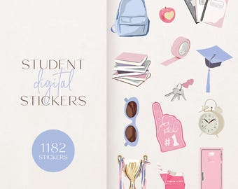 Digital Stickers | 1182 Goodnotes Stickers | Student Digital Stickers | School Goodnotes Stickers | Pre-Cropped Goodnotes Digital Stickers
