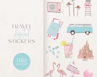Digital Stickers | 1182 Goodnotes Stickers | Travel Digital Stickers | Vacation Goodnotes Stickers | Pre-Cropped Goodnotes Digital Stickers