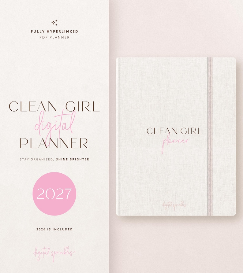 Digital Planner, 2027 Clean Girl Digital Planner, 2027 Dated Planner, Goodnotes Planner, iPad Planner, Ultimate Life Planner, 2027 Calendar image 1