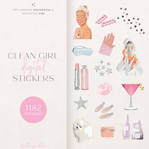 Digital Stickers | 1182 Goodnotes Stickers | Clean Girl Digital Stickers | Goodnotes Stickers | Pre-Cropped Goodnotes Digital Stickers