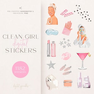 Digital Stickers | 1182 Goodnotes Stickers | Clean Girl Digital Stickers | Goodnotes Stickers | Pre-Cropped Goodnotes Digital Stickers