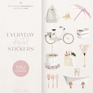 Adesivi digitali / 1182 adesivi Goodnotes / Adesivi digitali definitivi / Adesivi giornalieri Goodnotes pretagliati / Libro di adesivi con collegamenti ipertestuali