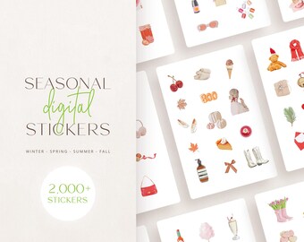 2000+ Seasonal Digital Stickers Bundle: Goodnotes Stickers, PNG Stickers
