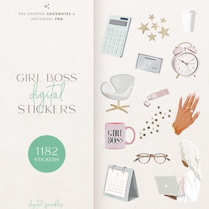 Adesivi digitali / 1182 adesivi Goodnotes / Adesivi digitali vita lavorativa / Adesivi Goodnotes da lavoro / Adesivi digitali Goodnotes pre-ritagliati