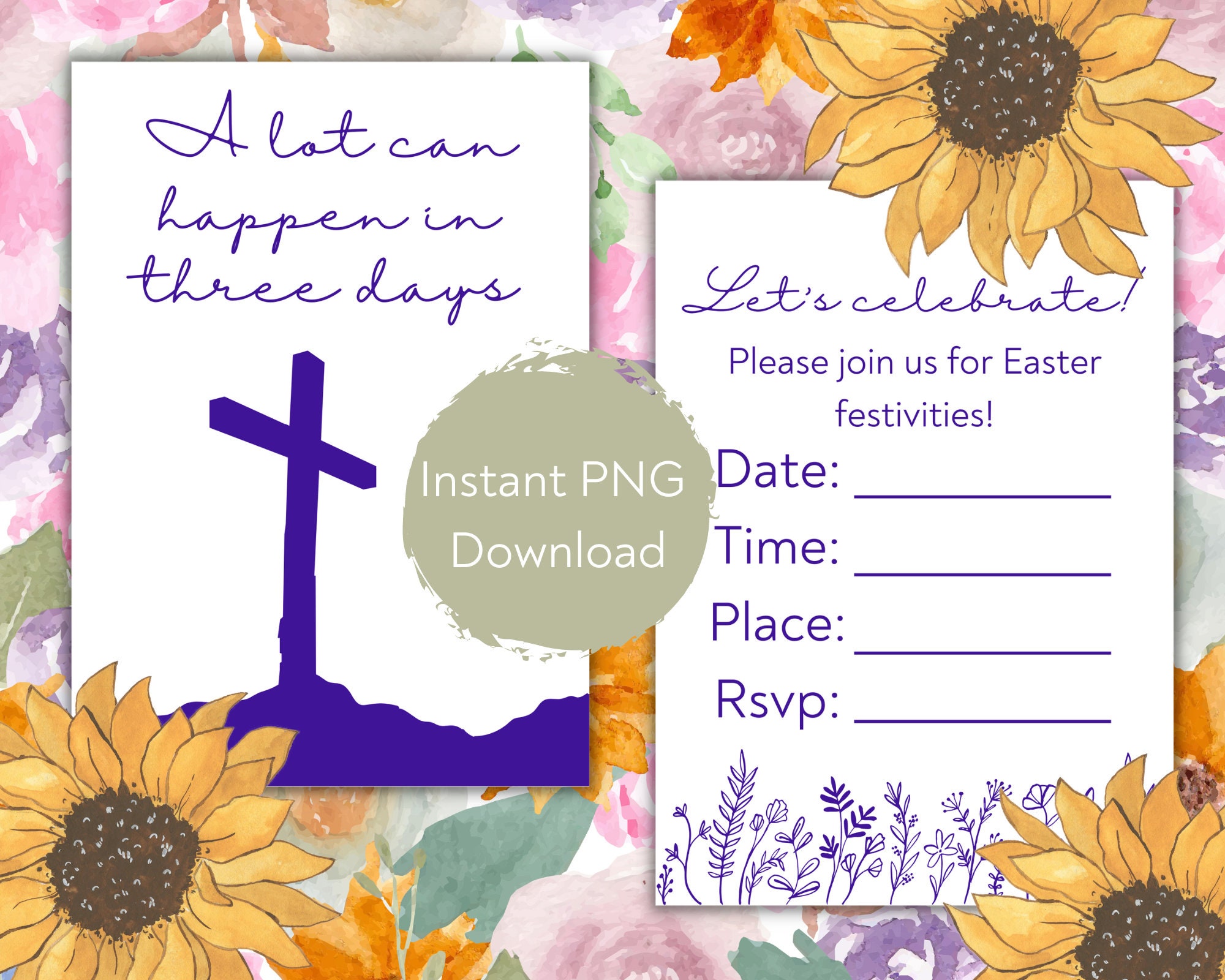 Easter Invitation, PNG Instant Download, Printable Easter Party ...