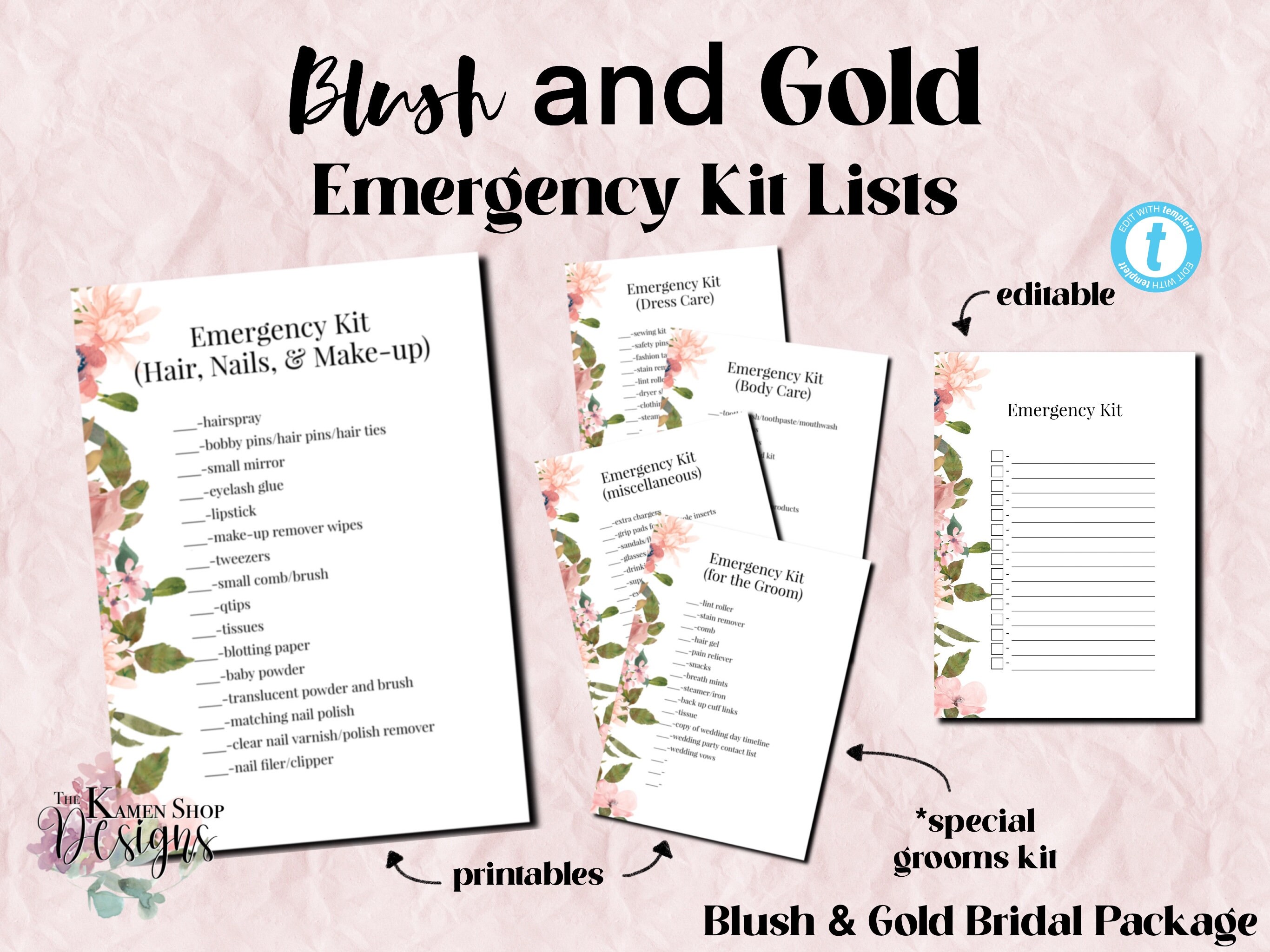Wedding Emergency Kit Lists for the Bride Wedding Kit List - Etsy