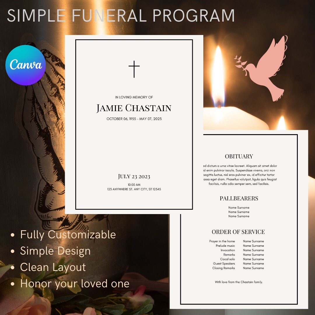 Simple Funeral Program Death of Loved One, Loved One, Wake, Love