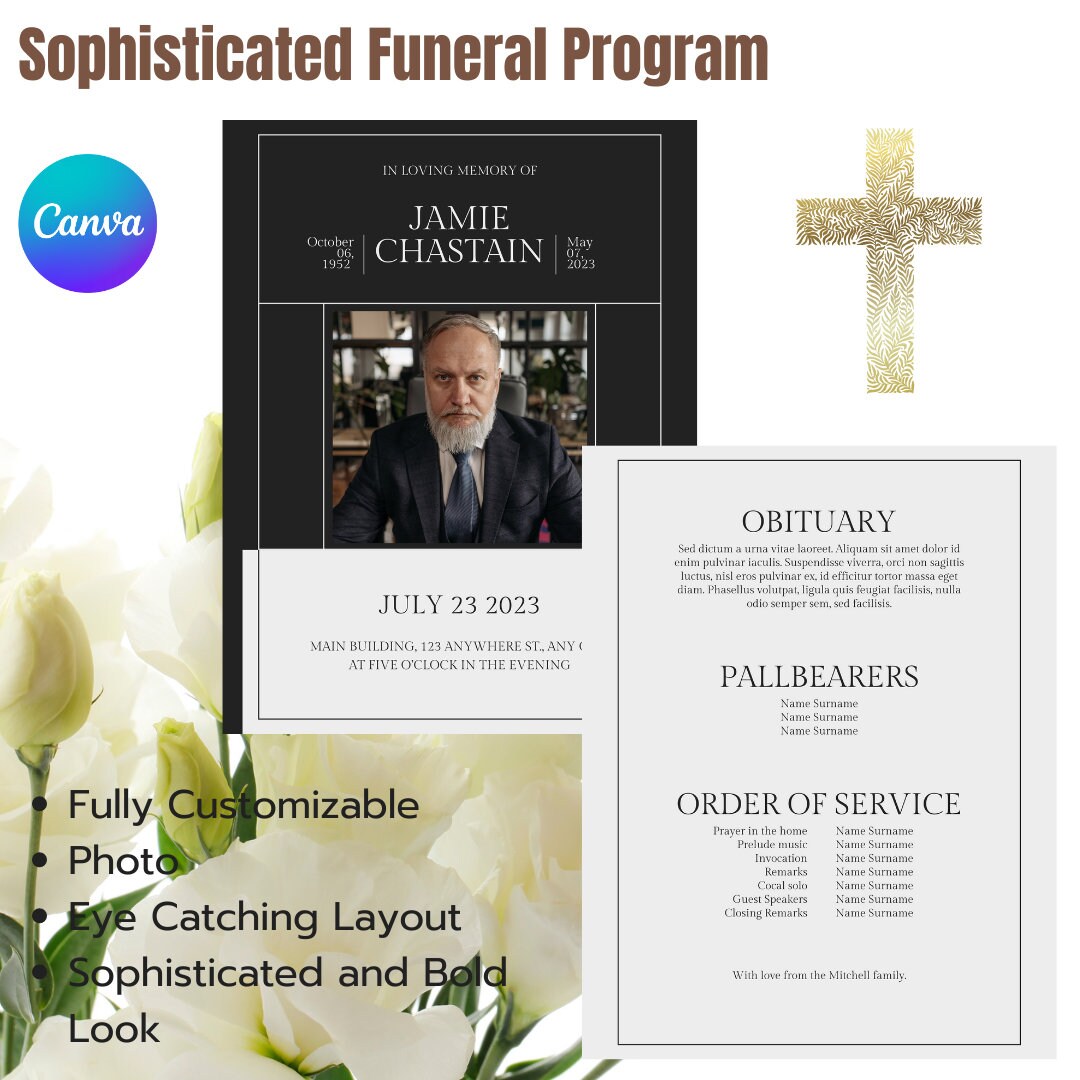 Sophisticated Funeral Program Death of Loved One, Loved One, Wake, Love