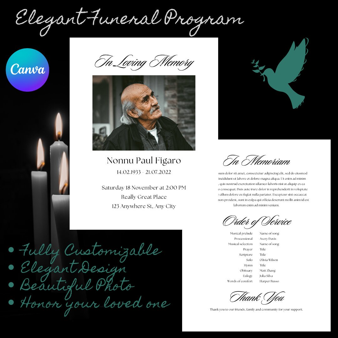 Funeral Program Death of Loved One, Loved One, Wake, Love, Funeral