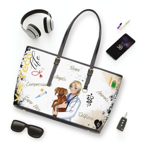 Yellow Leather Vet Tech Life Shoulder Bag - Vet, animal lover, pets, dogs, cats, birds, vet clinic, vet hospital, gift for her