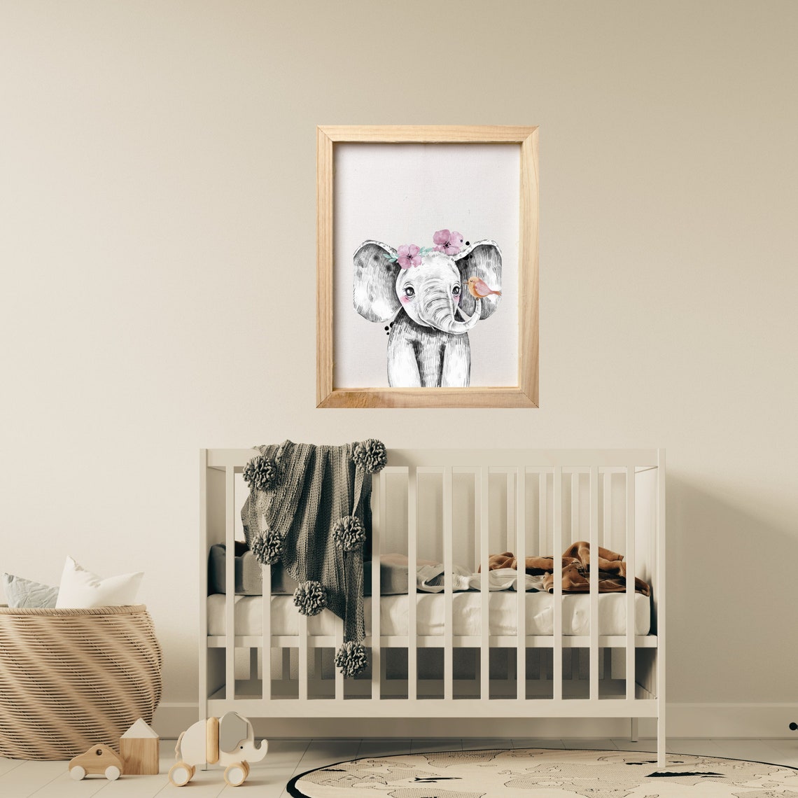 PRINTABLE Floral Safari Elephant Prints for Nursery Wall Art Etsy