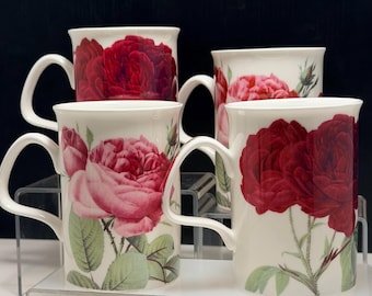 Juego de tazas Roy Kirkham Rose, colección Henley de porcelana inglesa