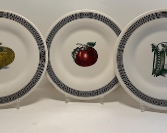 Juego de 3 platos Pfaltzgraff Farmers Market: Tomate, Guisante, Calabaza. Cocina estilo granja.