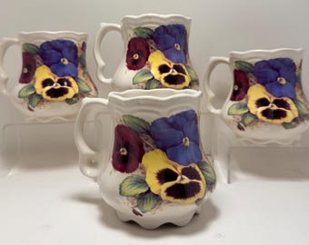 Juego de 4 tazas vintage con pensamientos – Tazas de café estilo cottagecore de Crowford Giftware England