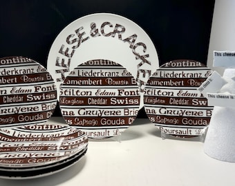 Juego de platos de queso vintage Shafford: platos de porcelana con marcadores