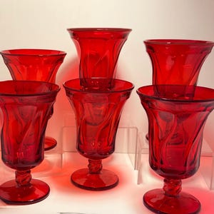 Vintage Fostoria Jamestown Ruby Red Iced Tea Glasses Set of 6 Goblets