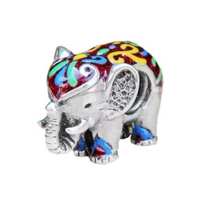 S925 Hallmarked Silver, Gorgeous, Colourful, Elephant Bead Charm - Fits Pandora Bracelet + FREE jewellery bag! FREE Postage!
