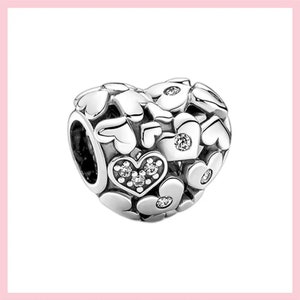 Genuine S925 Sterling Silver Sparkly Heart Charm  - Fits Pandora Bracelet + FREE Velvet Jewellery Bag!