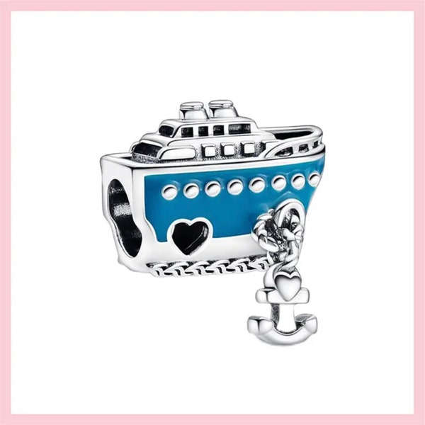 Genuine S925 Sterling Silver Anchored Cruise Ship Bead Charm - Fits Pandora Bracelet + FREE jewellery bag! FREE Postage!
