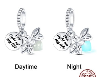 Genuine S925 Sterling Silver ‘Glow in the Dark’ Firefly Charm - Fits Pandora Bracelet  + FREE Velvet Jewellery Bag! FREE 1st Class Postage!