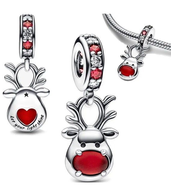 S925 Silver Red Nosed Reindeer Charm - Pandora Compatible