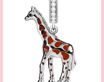Genuine S925 Sterling Silver Cute Giraffe Charm - Fits Pandora Bracelet + FREE Velvet Jewellery Bag! FREE 1st Class Postage!