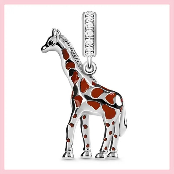 Genuine S925 Sterling Silver Cute Giraffe Charm - Fits Pandora Bracelet + FREE Velvet Jewellery Bag! FREE Postage!