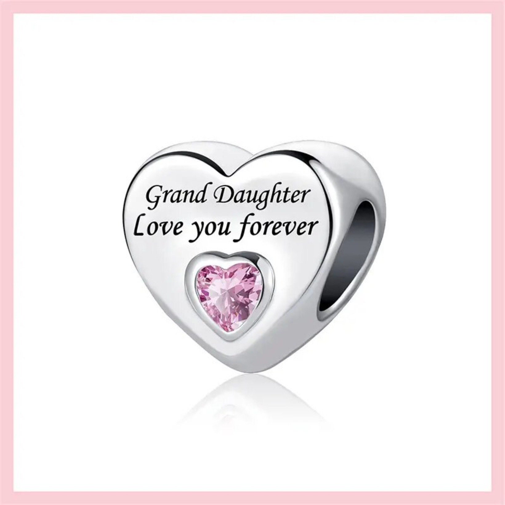 Buy Genuine S925 Sterling Silver grand Daughter Heart Charm Fits Pandora Bracelet FREE Velvet Jewellery Bag Online in India Etsy