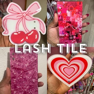 Assorted Lash Tiles, Cherry Bow, Pink Aesthetic, Infinity Heart, Pink Money Print, Boba Bear Lash Pallets Thick and Sturdy with Magnets